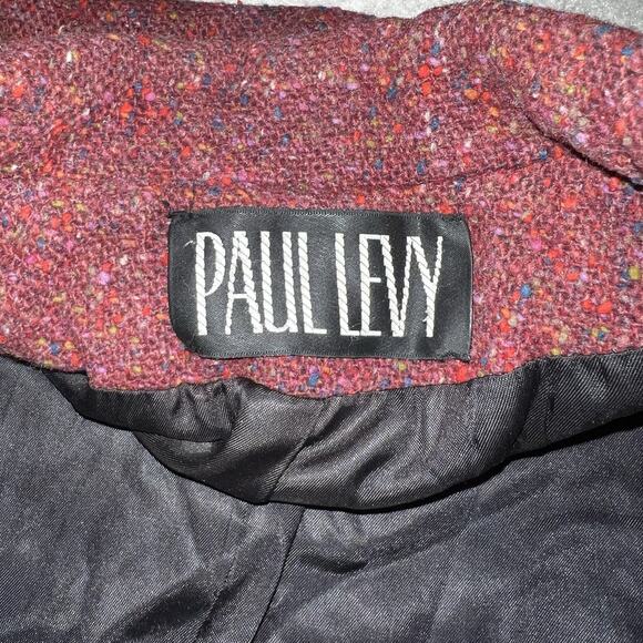 Vintage 80s Paul Levy 100% Wool Tweed Blazer Jacket M Red Double Breasted DR - Picture 5 of 9